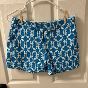 Crown and Ivy Blue & White Seahorse Shorts Twill Size 2 Summer